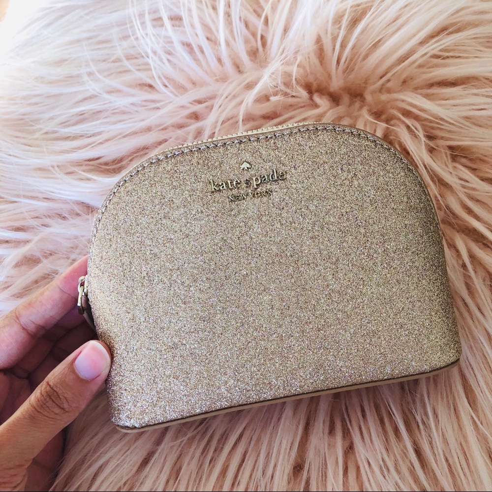 Kate Spade Joeley tinsel Small Dome Cosmetic Bag Purse